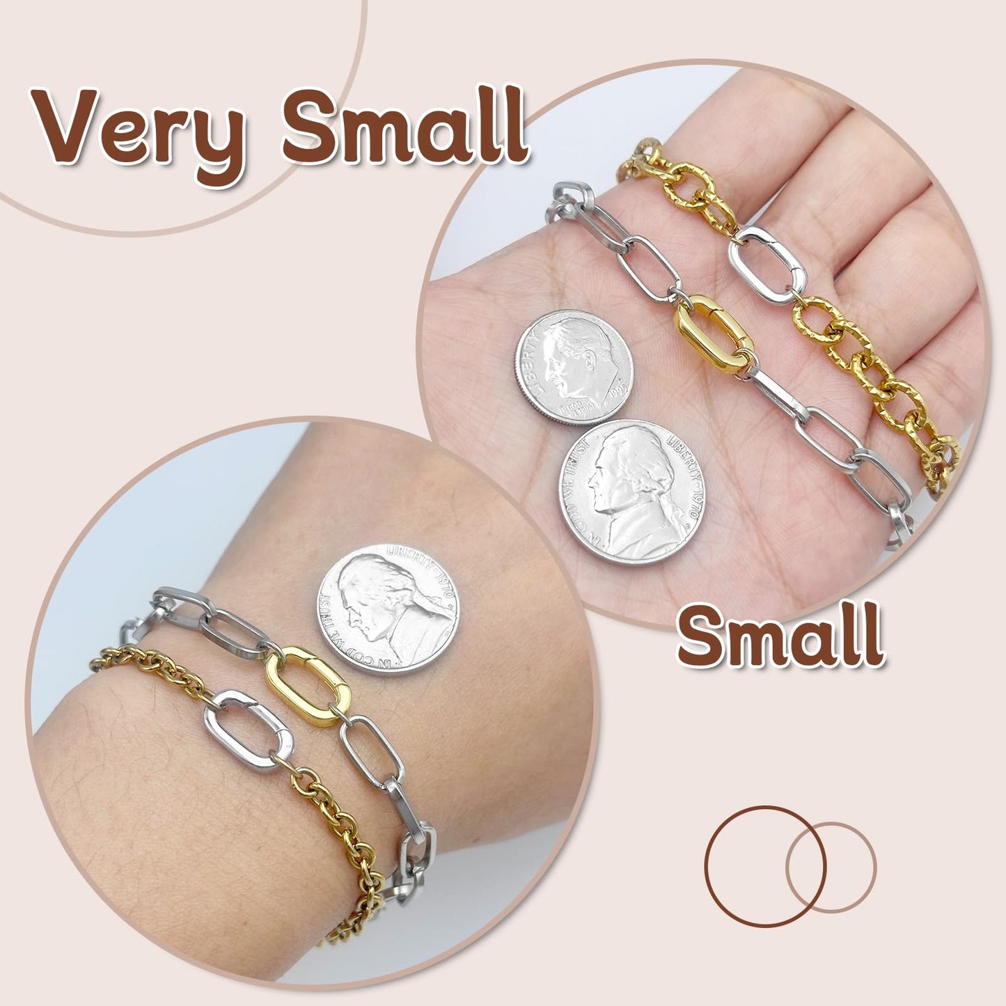 OHINGLT 12Pcs Carabiner Clip Pendant Clasps – 18K Gold Necklace Clasp and Closures, Bracelet Charm Connector for Women (3 Size)