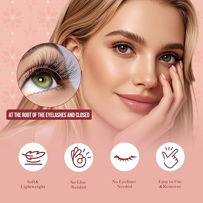 Higu clace Magnetic Eyelashes 4Pairs Magnetic Eyelashes with Applicator Soft Magnetic Lashes Natural Look Wispy Magnet Lashes Without Eyeliner Easy to Wear and Remove(DJCX-B06Ã¯Â¼Â