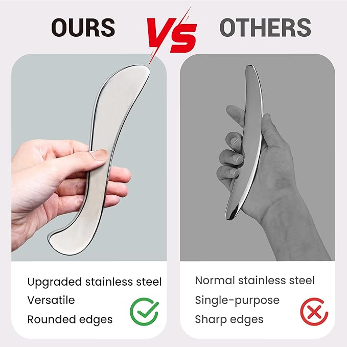 Muscle Scraper Tools, Stainless Steel Guasha Tool for Body, Scraping Tool Physical Therapy, Myofascial Release Tool, Massage Tools for Deep Tissue
