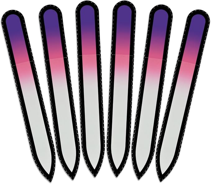 Mont Bleu Rainbow Crystal Nail File in Black Pouch - Czech Tempered Glass - Handmade in Bohemia (Czech Republic)