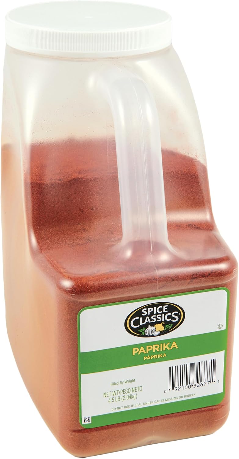 Spice Classics Paprika, 4.5 lb - One 4.5 Pound Container of Bulk Paprika Powder, Perfect for Garnishing and Flavoring Eggs, Soups, Stews, Sauces, Meats and More