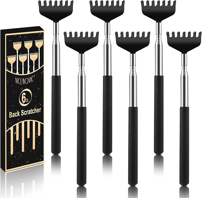 NICEMOVIC 6 Pack Back Scratcher for Men Women, Stocking Stuffers White Elephant Gifts for Adults, Game Prizes for Adults, Extendable Bulk Back Massager Tool for Thanksgiving Birthday Idea Gifts