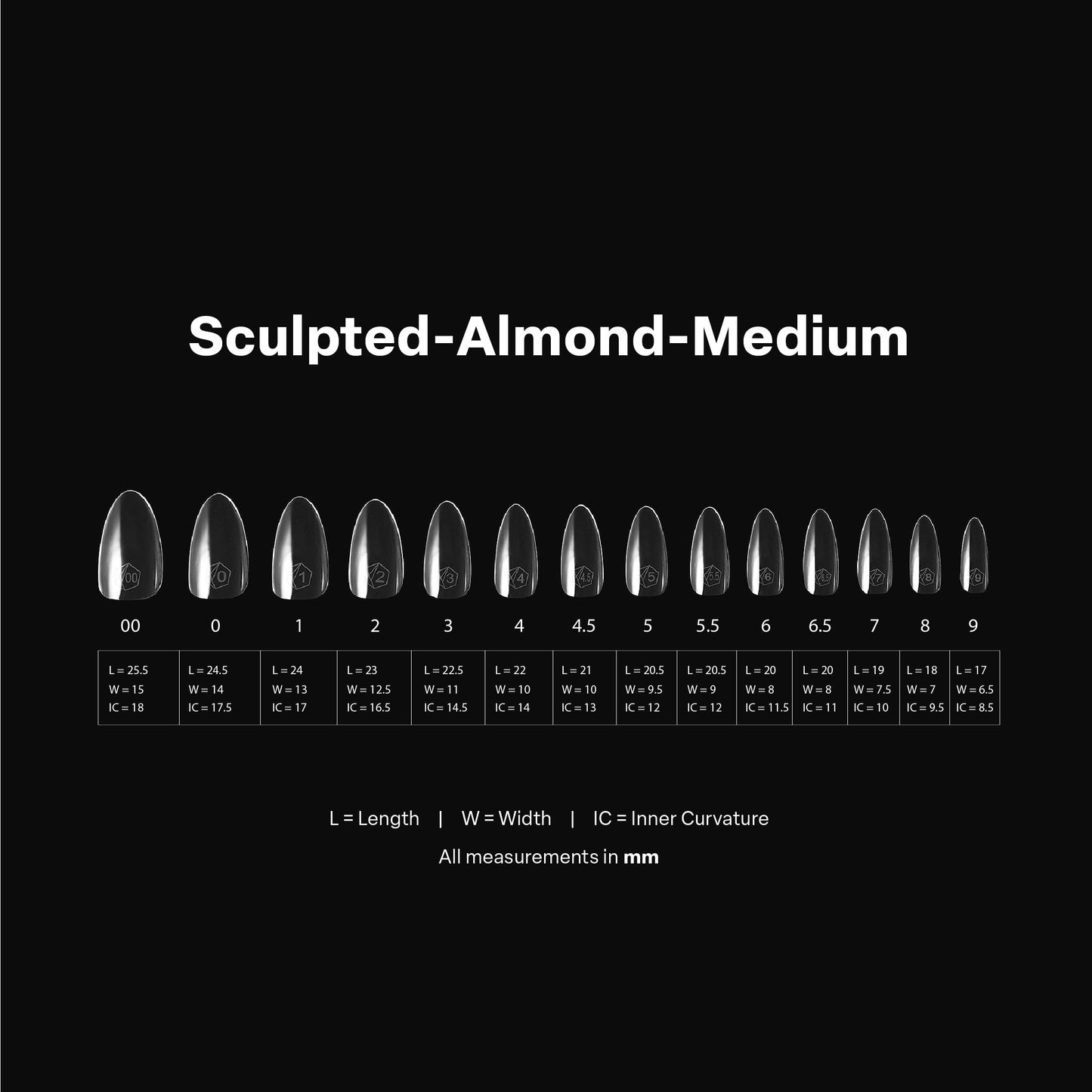 Apres Gel-X® Almond Box of Nail Tips | 280 Gel-X Tips, Soft Tips, 14 Sizes 00-9 | Half-sizes Included (Sculpted Almond Medium, 280 Count)