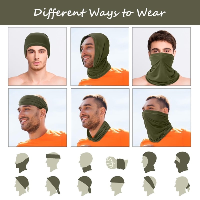 Geyoga 6 Pieces Summer UV Protection Cooling Neck Gaiter Face Clothing Neck Gaiter Mask Scarf Sunscreen Breathable Bandana(Dark Color)
