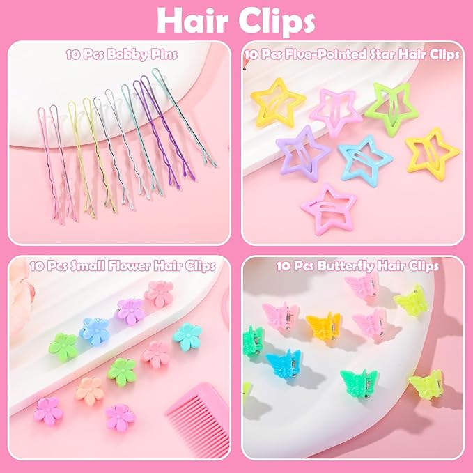 Toddler Hair Accessories, Cotton Toddler Elastic Hair Ties Baby Hair Ties with Hair Clips Hair Tail Tools, Girls Hair Accessories for Girls Baby Toddlers Kids