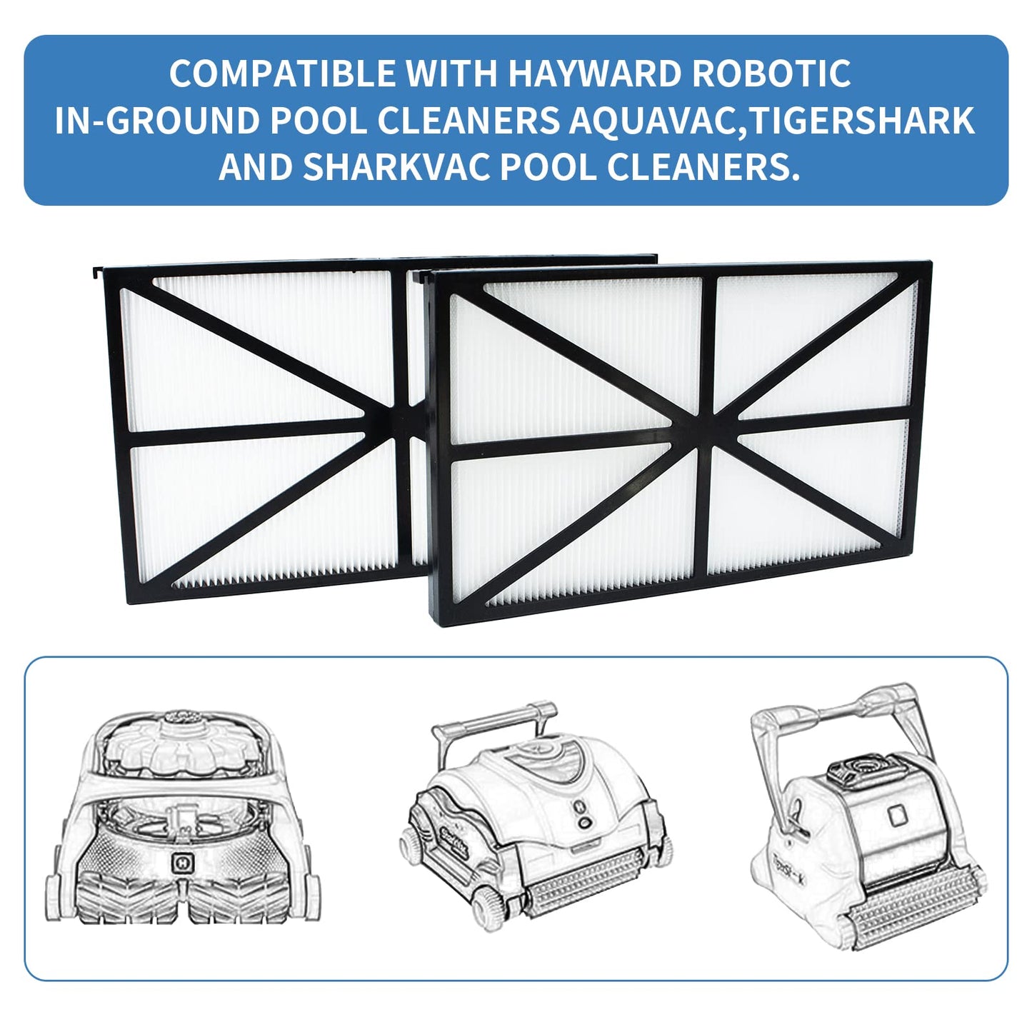 GARINOM Pool Replacement Filter Panels Compatible with Hayward Tiger Shark Pool Vacuum RCX70101 (2)