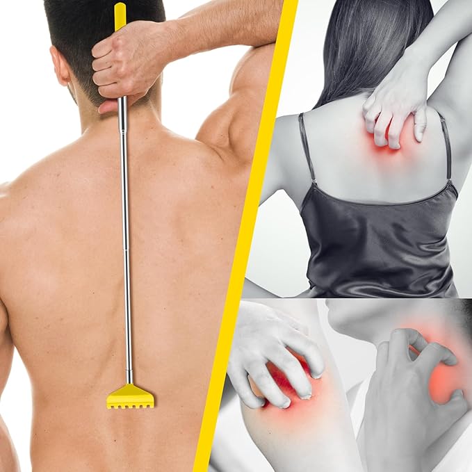NICEMOVIC 6 Pack Back Scratcher for Women Men, Christmas Stocking Stuffers, Prizes for Adults, White Elephant Gifts for Adults, Extendable Bulk Back Massager Tool for Thanksgiving Birthday (Yellow)