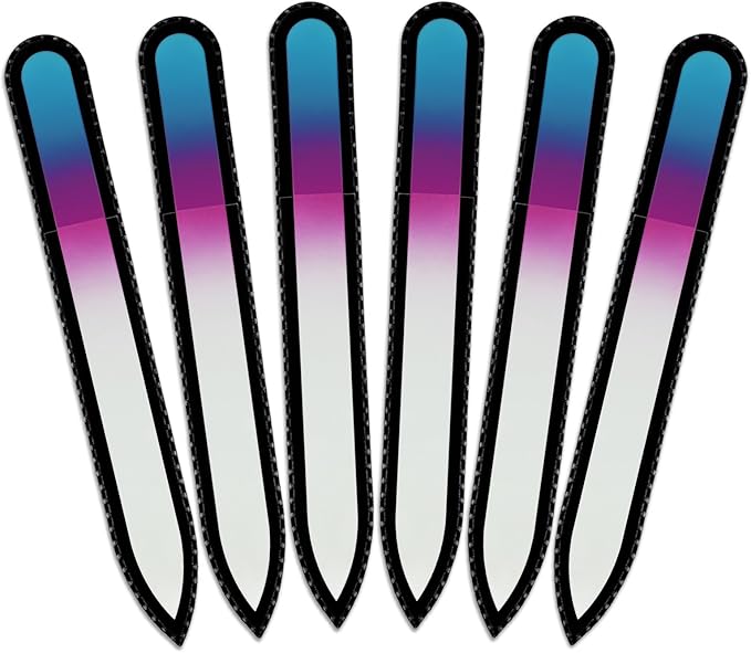 Mont Bleu Rainbow Crystal Nail File in Black Pouch - Czech Tempered Glass - Handmade in Bohemia (Czech Republic)