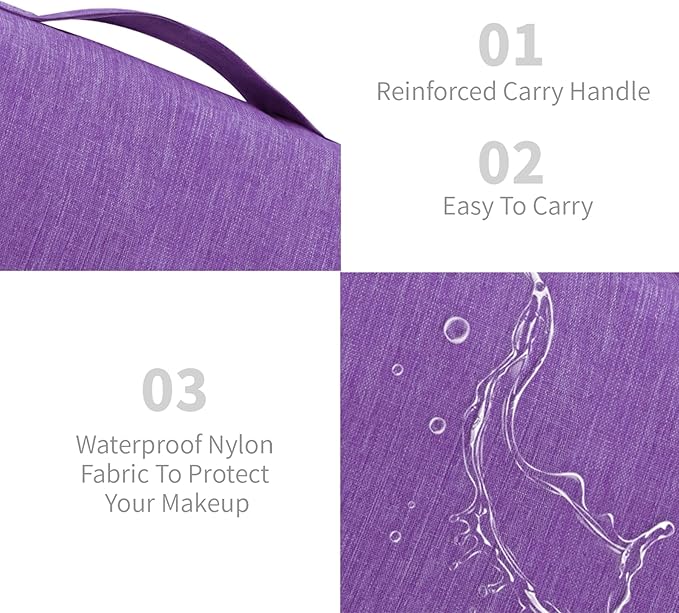 Large Capacity Toiletry Bag Travel Bag with Hanging Hook for Men and Women Waterproof Travel Cosmetic Bag Bathroom Storage Bag for Brushes Set, Full-Sized Shampoo, Toiletries, (Purple)