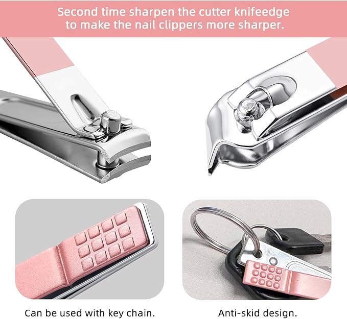 Manicure Set 8 in 1 Nail Clipper Set,RedFlow Nail Clippers,Fingernail & Toenail Clippers,Manicure Tools,Pedicure Tools,Suitable for Travel Manicure Kit,Nail Set Kit with Everything Profe (Pink)