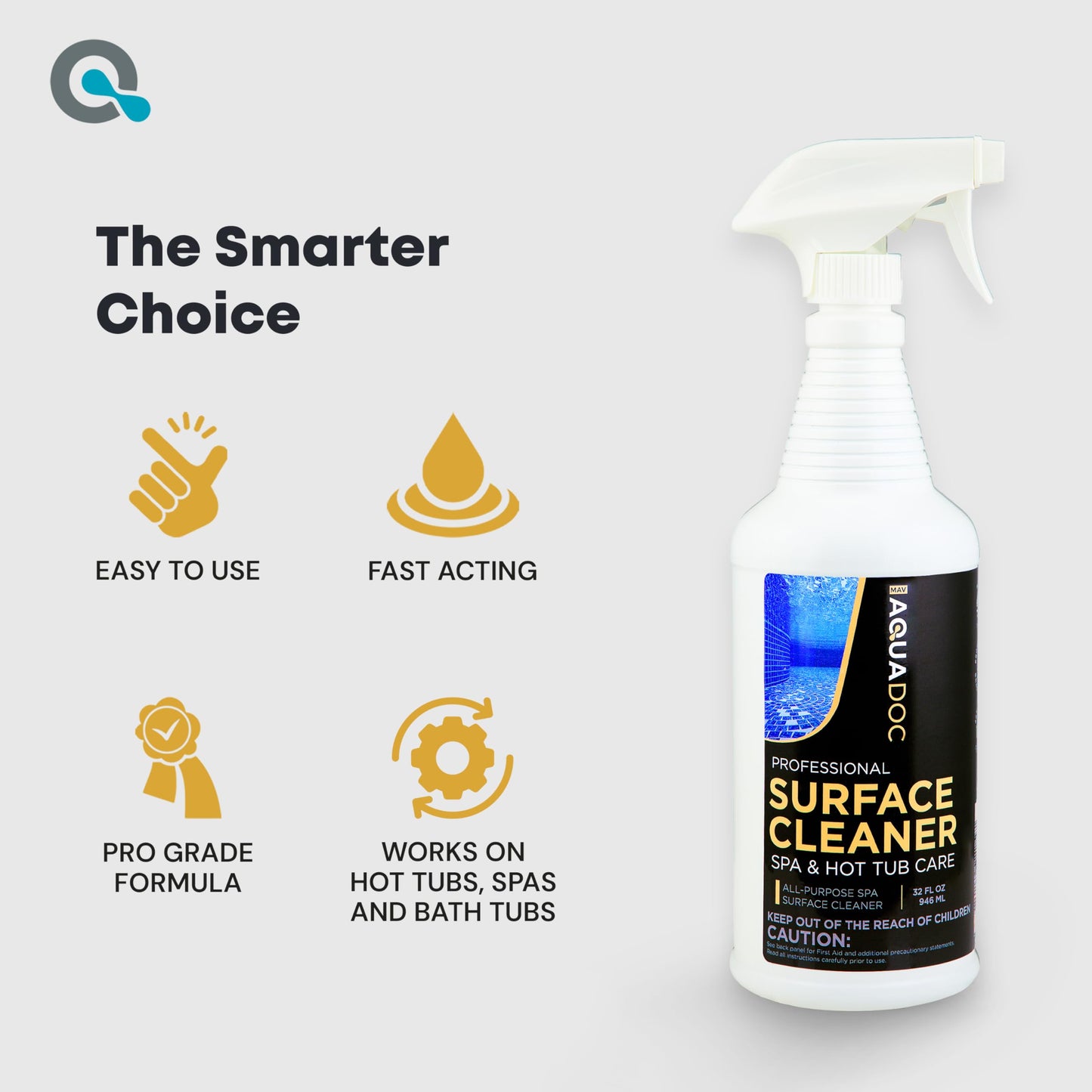 Hot Tub Cleaner Spray 32oz - Spa Surface Cleaner for Hot Tub Chemical Made in the USA - AquaDoc
