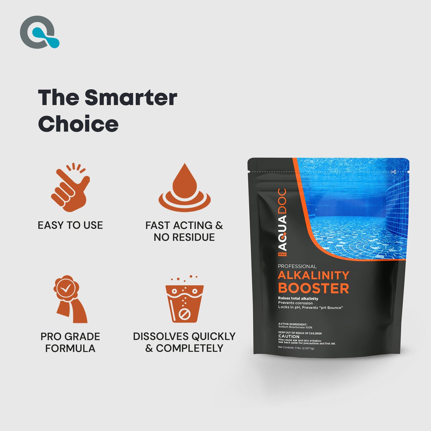 MAV AquaDoc Pool Alkalinity Increaser - 5lb - Sodium Bicarbonate Alkalinity Increaser for Swimming Pools - pH Increaser - Pool Chemicals Made in USA