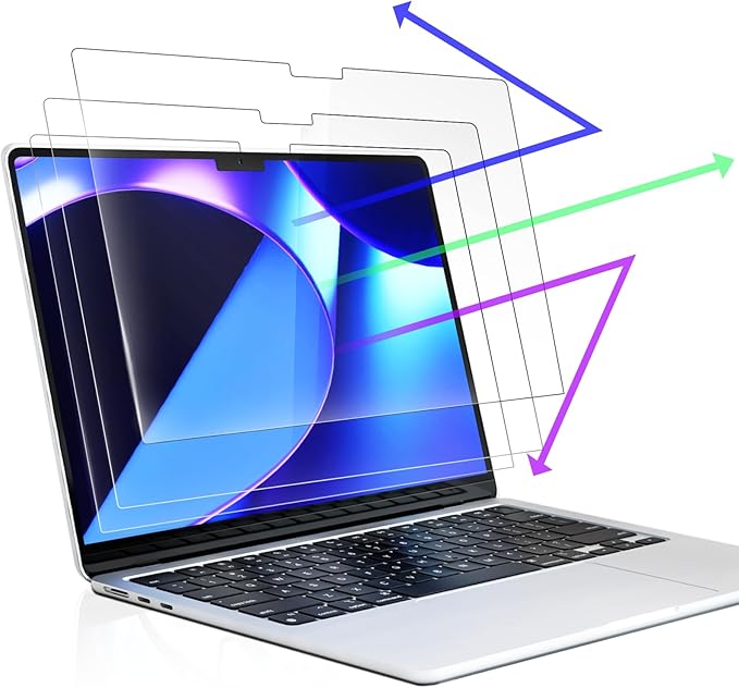 Peslv 3-Pack Anti Blue Light Screen Protector for MacBook Air 15 Inch(2023-2026, M2 M3 M4 M5)-A3448 A3241 A3114 A2941, 15.3" Mac Laptop Glare Filter Uv Blocker Shield Cover Eye Protection Film