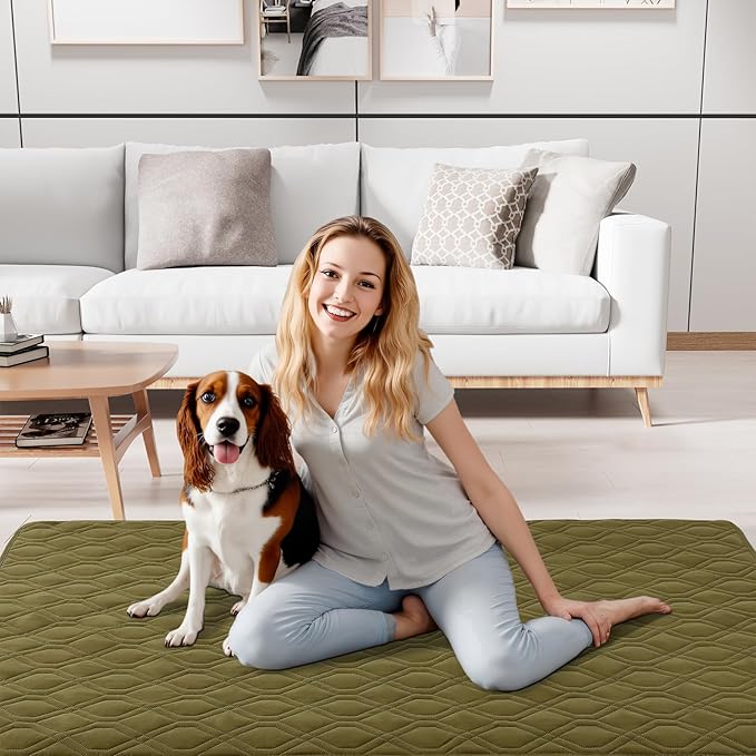 Smiry Reversible Waterproof Couch Covers for Sofa, Washable Dogs Pet Couch Covers for 3 Cushion Sofa Pet Friendly, Water Resistant Furniture Protector Slipcover, Geometric (68"x82", Green/Navy)