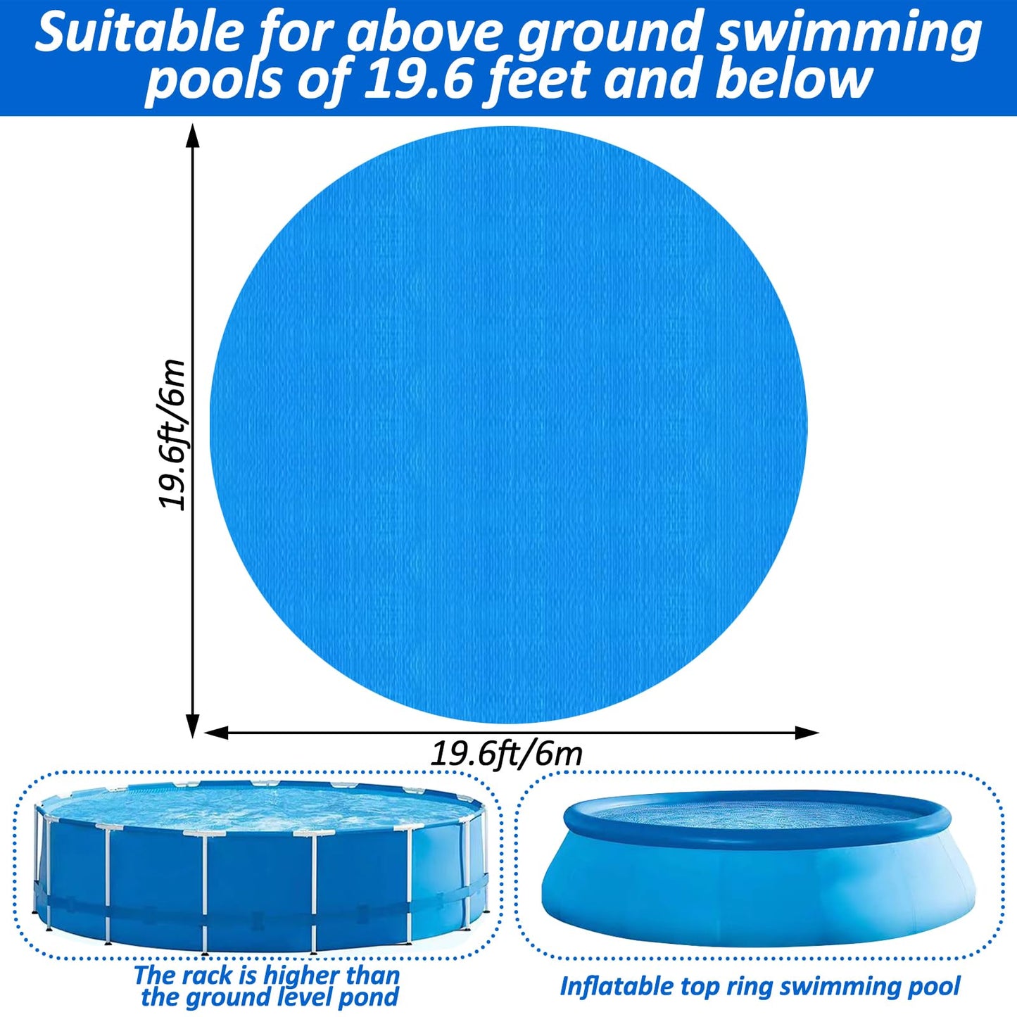 YEXEXINM 19.7Ft Round Pool Ground Cloths Swimming Pool Ground Cloth,Round Pool Liner Pad for 18ft Above Ground Swimming Pool,Heavy Duty Pool Ground Mat Protector to Prevent Puncture Pool Ground Tarp