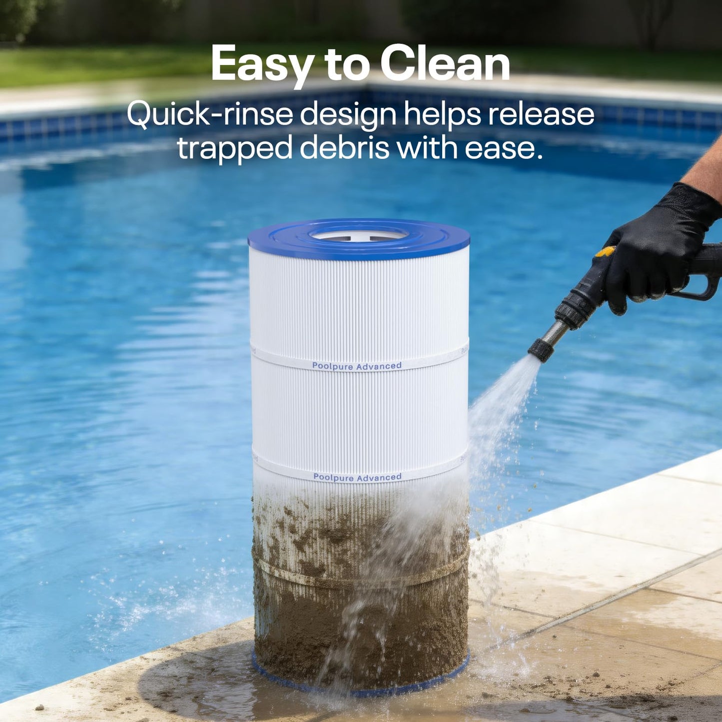 POOLPURE PXST100 Pool Filter Replaces Hayward X-Stream CC1000, CCX1000-RE, Pleatco PXST100, Unicel C-8311, Ultral-B6, Filbur FC-1285, 817-0100N/P, Waterway Pro Clean 100, L x OD: 17 3/8" x 8 15/16"