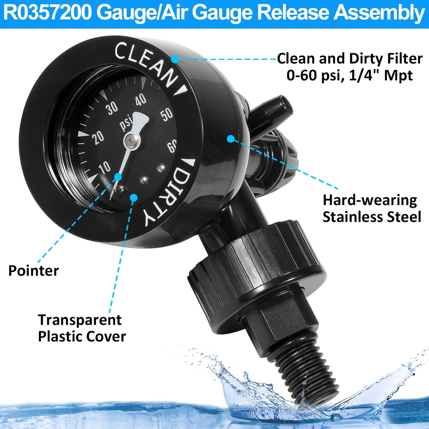 LAIKOU R0357200 Air Gauge Release Valve Assembly Replacement Compatible with Zodiac Jandy CV & CL, DEV & DEL, JS Series Pool and Spa Filters (R0357200)