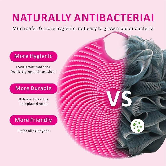 Silicone Face Scrubber with Body Scrubber for Shower Gentle Exfoliating,Soft Bristles Bath Washing Brush for Women Men-3pcs Deep Pore Cleansing Brushes Skin Care Tool for All Skin Types