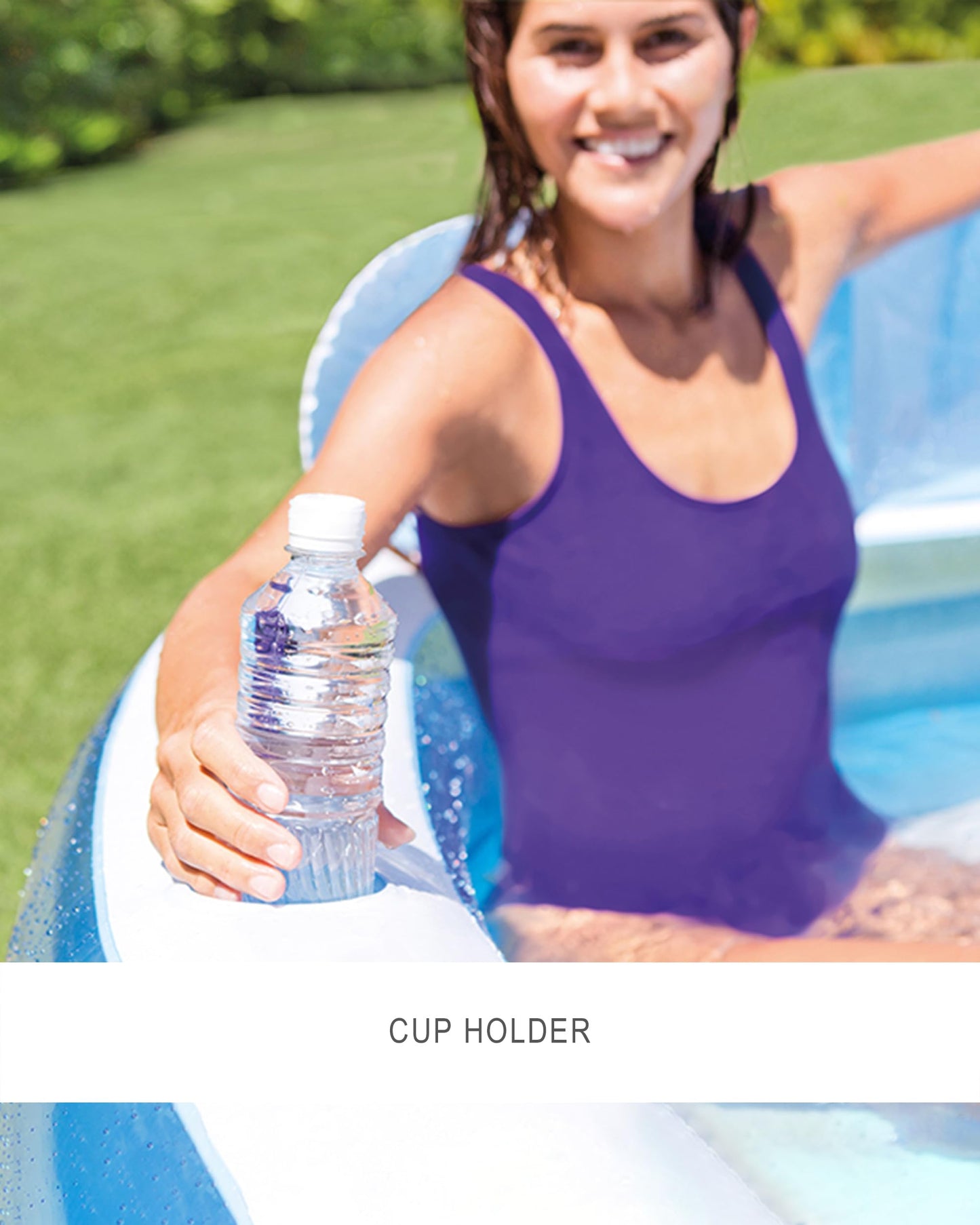 INTEX Swim Center Inflatable Family Lounge Pool: Built-In Bench – Cup Holder – 156 Gallon Capacity – 90" x 86" x 31" – Blue