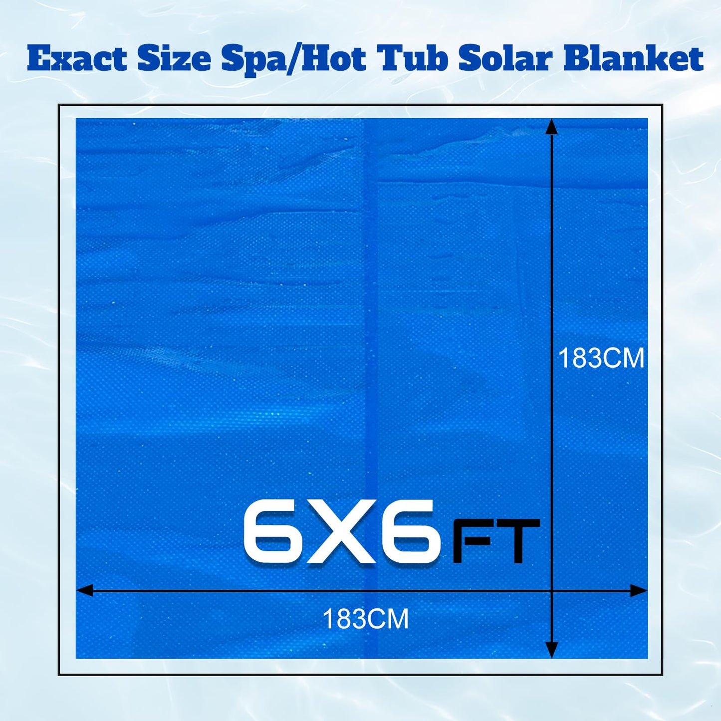 BigXwell Hot Tub Cover Spa Cover, 16-mil 6 x 6 Foot Square Solar Pool Cover Heavy-Duty Heat Retaining Solar Blanket Cover for Spa Hot Tub