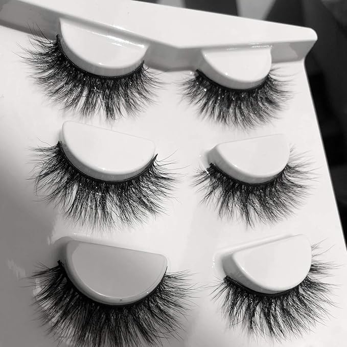 ALICROWN Faux Mink Lashes Pack 3D Volume Natural Thick Volume Wispies Cross False Eyelashes