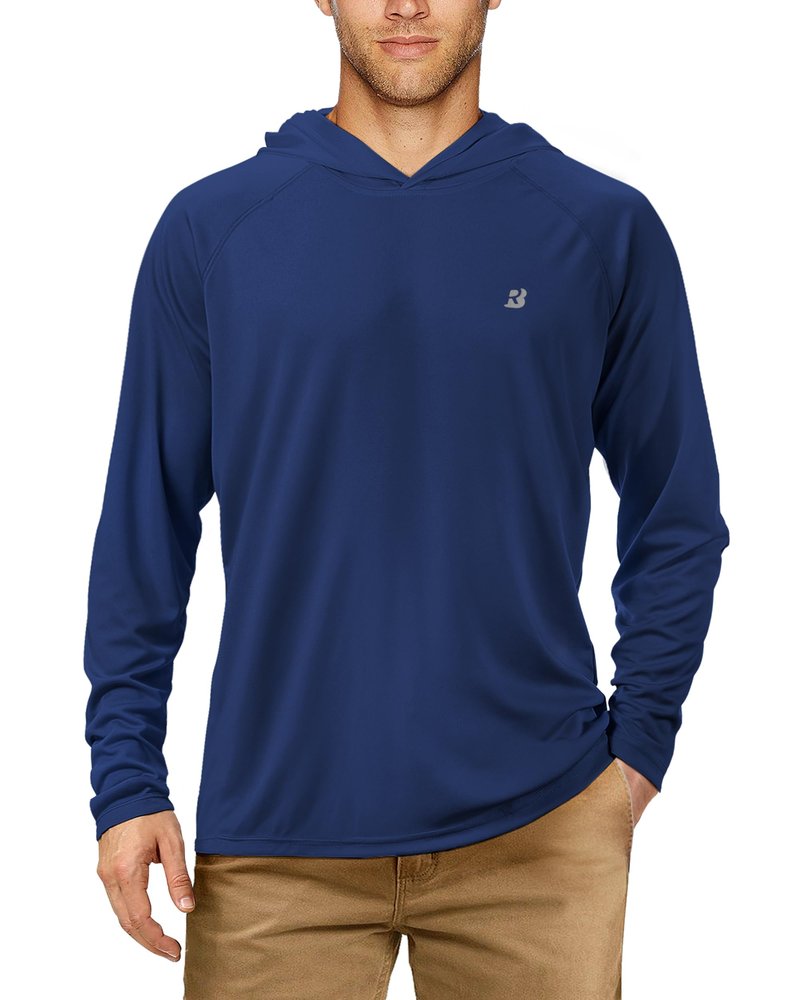 Roadbox Men's Sun Protection Long Sleeve Hoodie UPF 50+ Outdoor UV Fishing Shirts for Workout, Running, Fishing, Hiking (X-Large)