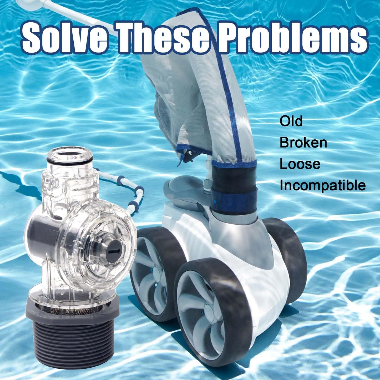 FBULWSEC 360251 Pool Sweep Wall Connector Pool Wall Connector Kit Compatible for Pentair Racer Cleaner Wall Connector with Four Sealing Rings
