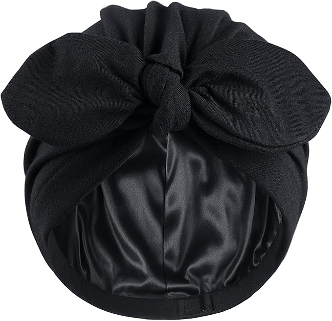 Ababalaya Satin Lined Beanies for Women Chemo Headwear Silky Lined Cotton Sleeping Cap