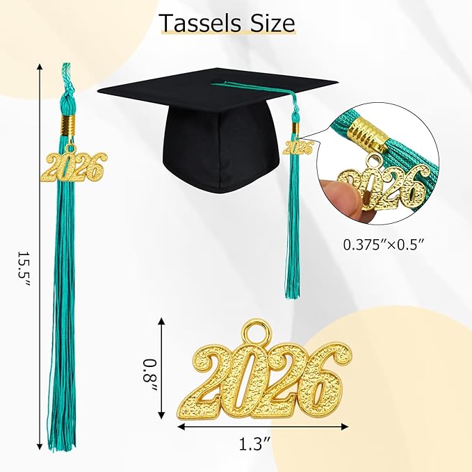 GraduationMall Single&Multiple Color Graduation Tassel with 2026 Year Charm 9"