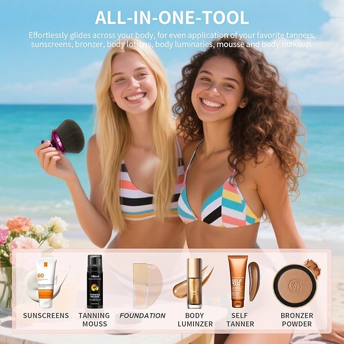 docolor Self Tanner Brush Extra Large Body Makeup Brush, 3.5 Inch Width, Soft synthetic hair Tanning Brush for Foundation, Self-tanners, Bronzer, Powder Self Tan Back Applicator Face&Body Makeup Brush