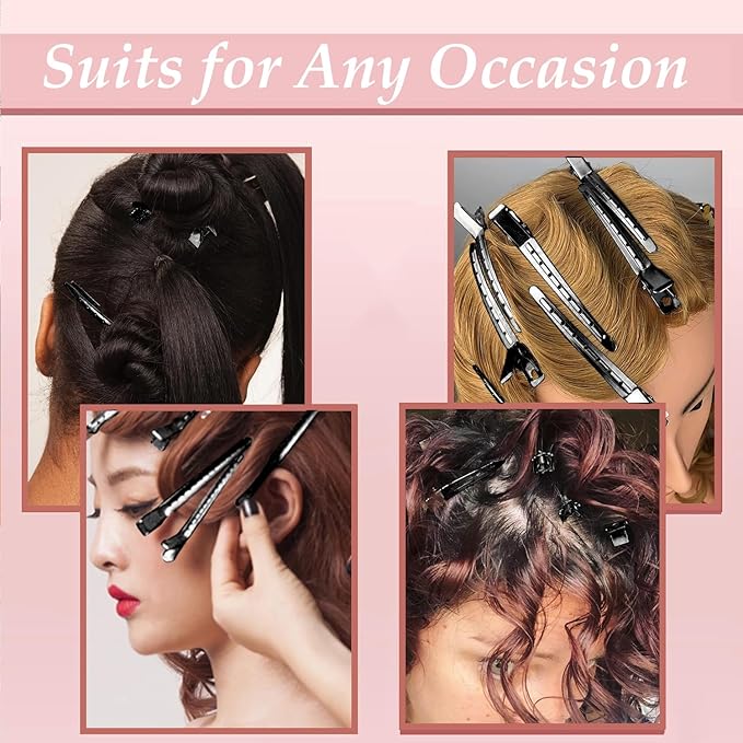 40 PCS 3.5 Inch Black Duck Billed Clips,Metal Alligator Curl Hair Clips with Holes for Styling, Coloring, Thick Hair Rollers, Salon Use,Alligator Clips for Women for Thick Hair & Thin Hair,Black