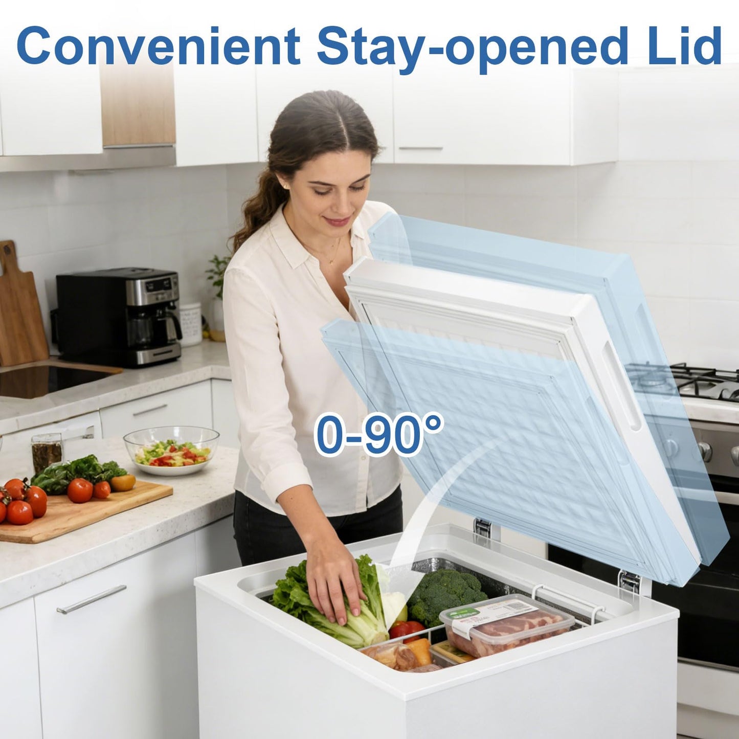 DollarDash 2.0 Cu.Ft Chest Freezer with 7 Temperature Settings, Quiet Compact Deep Freezer with Removable Basket, Mini Freestanding Freezer for Apartment, Kitchen, RV, Office, Restaurant