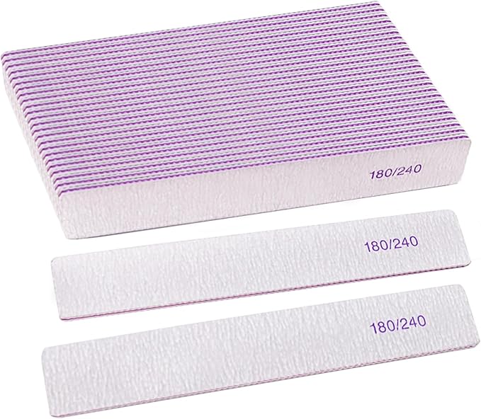 Nail Files (24 Packs), Professional 180/240 Grit Double Sided Emery Boards for Natural Nails Fingernail Toenail File Kit, Heavy Duty Emory Nail Filer Set Limas para UÃÂ±as AcrÃÂ­licas Profesional
