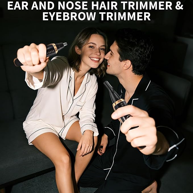 Yunmiss Nose and Ear Hair Trimmer for Men Women,2 in 1 LED Display Eyebrow Hair Trimmer with USB Rechargeable,2026 Portble Waterproof Facial Hair Removal with Dual-Edge Blades for Travel (Black)