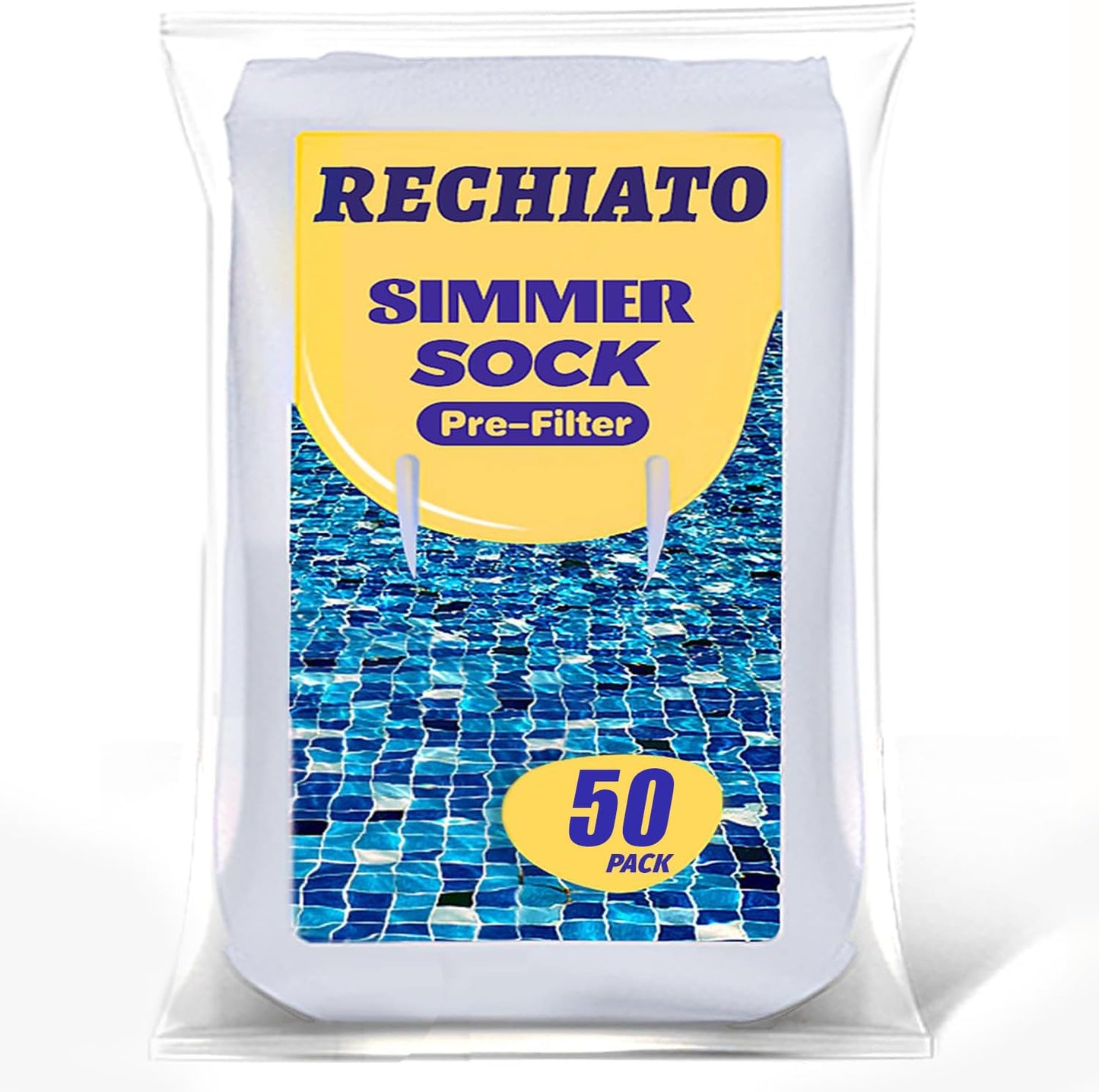 RECHIATO 50 Pack Pool Skimmer Socks for Pool Filters, Filters Baskets and Skimmers to Filter Debris and Leaves, Protact Filter System of Inground and Above Ground Pools