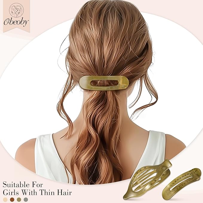 8 PCS Flat Hair Clips, 4 Colors Flat Claw Clips 2 Styles Hair Claws for Women Girls Medium Hair Volume
