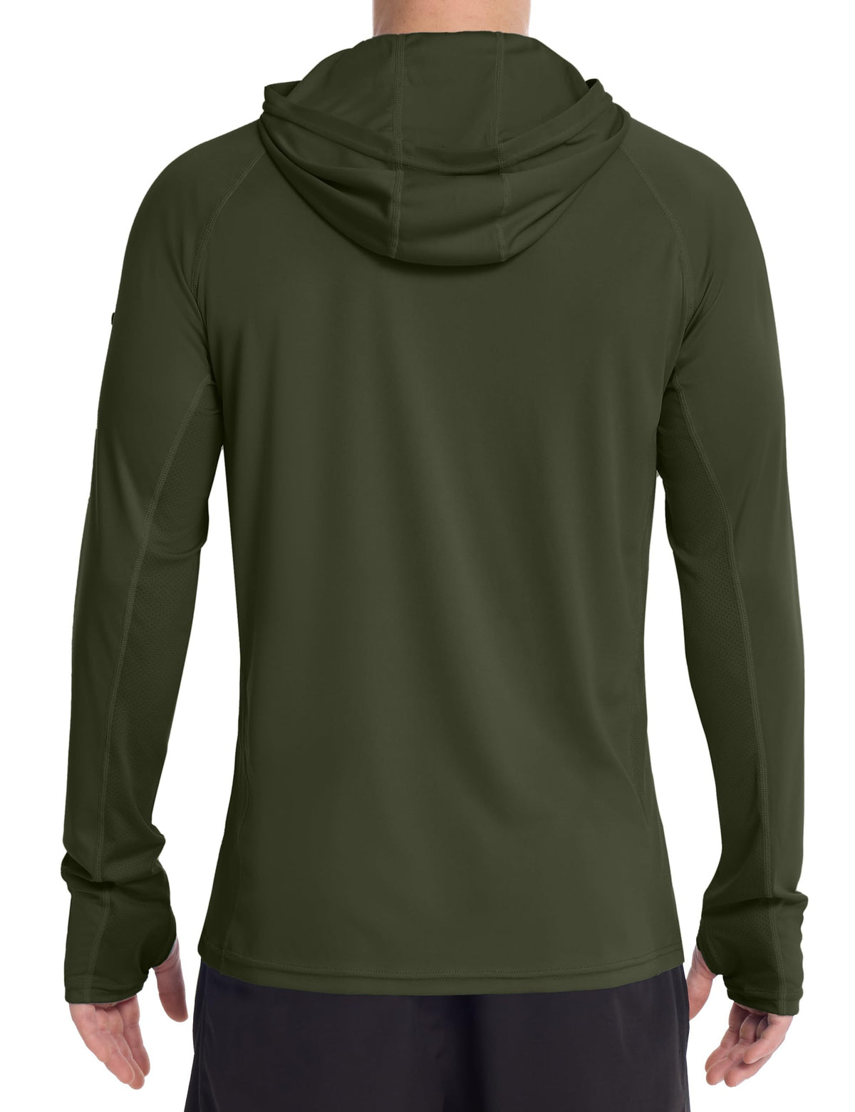 Roadbox Mens UPF 50+ Sun Protection Hoodie, Long Sleeve Fishing Shirt with Mask, Lightweight UV SPF Hooded for Hiking Running Dark Green