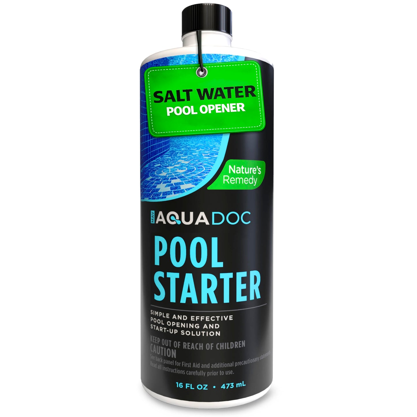 AquaDoc Saltwater Pool Starter Enzyme Treatment - 16 oz Treats up to 15,000 Gallons - Saltwater Pool Opening Chemical for Above Ground and Inground Pools - Made in USA