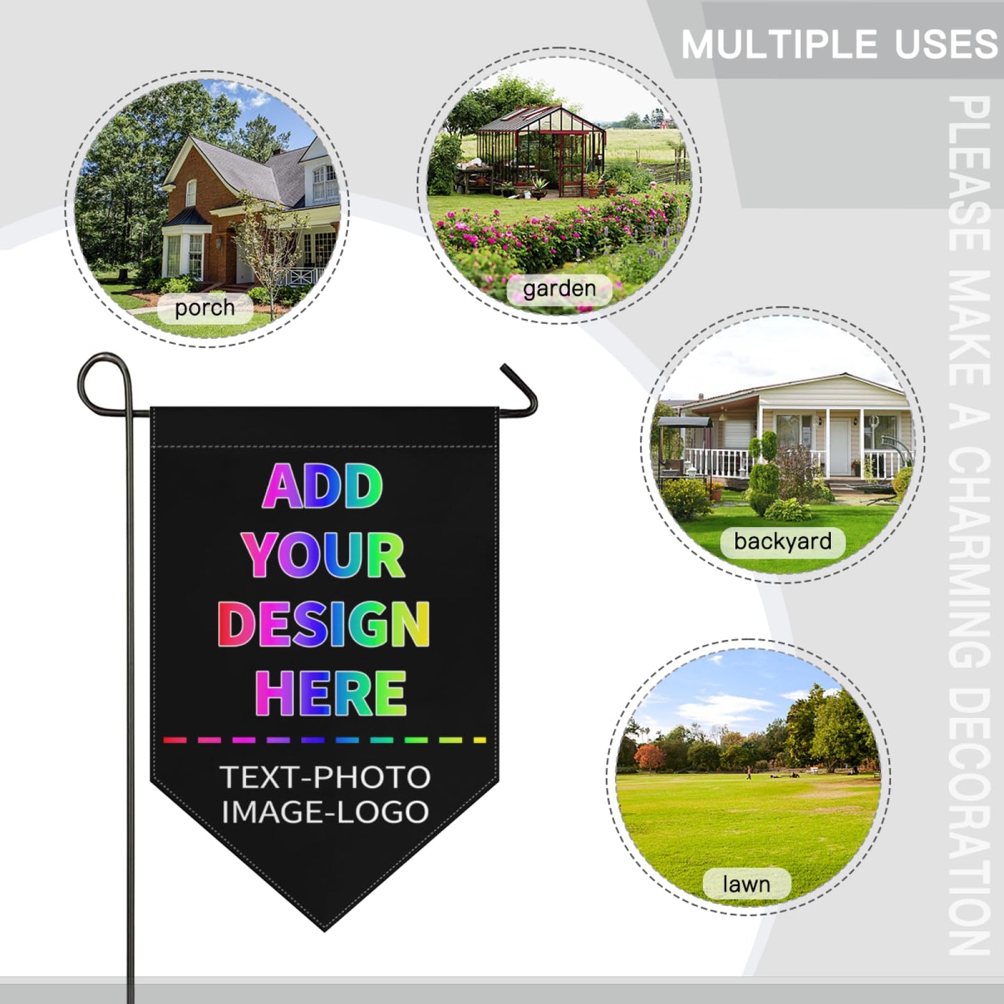 Custom Garden Flag for Outdoor Personalized Yard Flags Add Your Picture/Photo/Logo/Text，Customized Double Sided Flag Banner for Home Wall Decoration (12"x18.5")