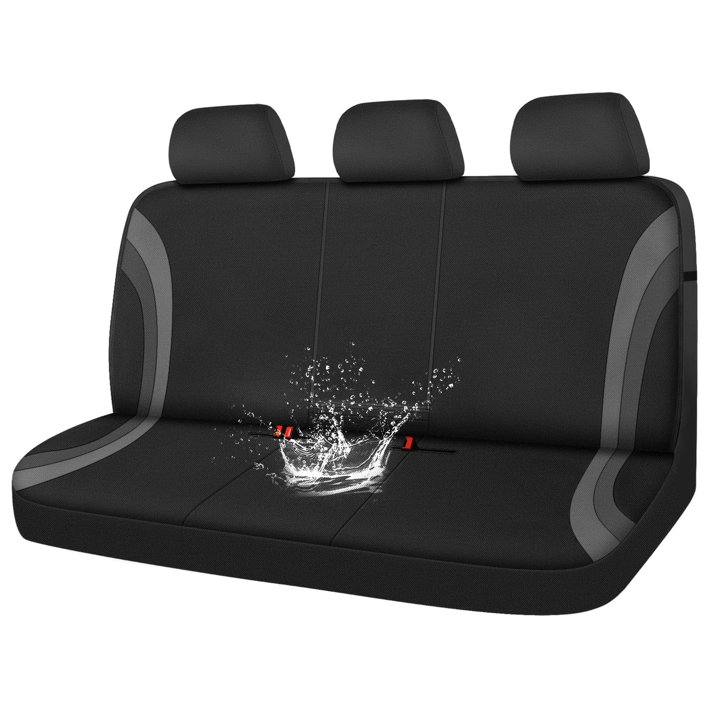 CAR PASS EVA Waterproof Back Seat Cover,Gray Bench Seat Cover, Rear Seat Cover Universal Fit for Cars Sedans SUVs Vans Truck 95% Automotive Interior Backseat Car Covers (Rear,Black and Gray)