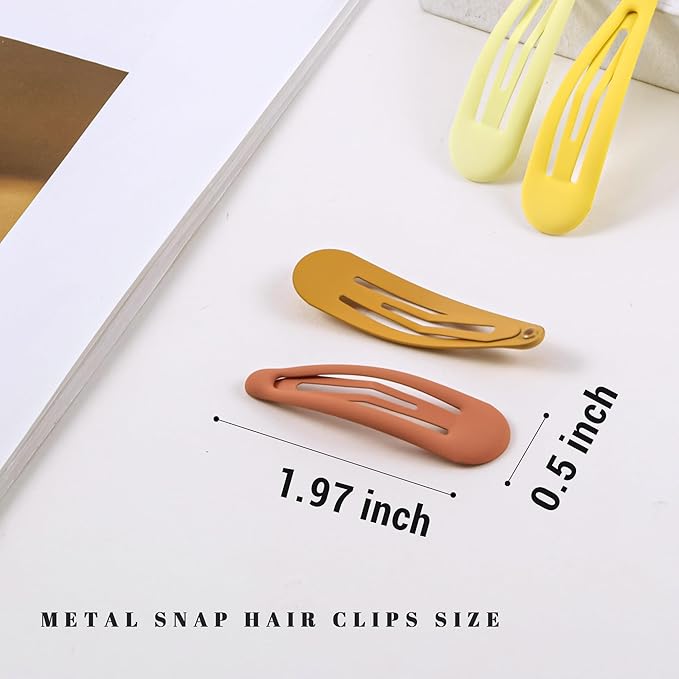 Small Hair Barrettes For Women No Slip Metal Snap Clips For Thin And Fine Hair,Matte Multiple Yellow Orange,20 PCS,1.97 x 0.5 Inch.