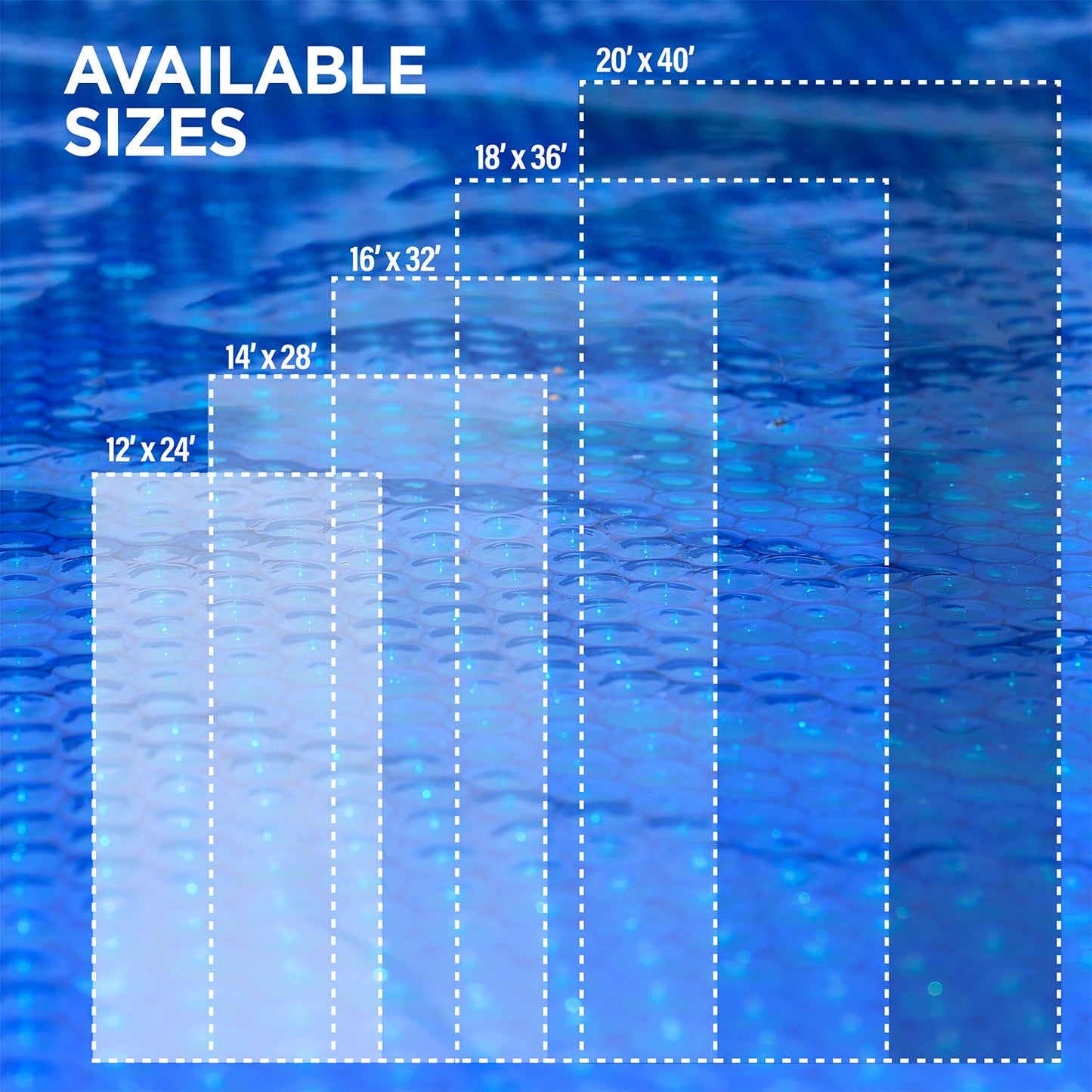 20' x 40' Rectangle Solar Cover for Inground and Above Ground Pools, 12 Mil - Premium Heavy Duty Solar Blanket for Above Ground Pool, Blue - Made in USA
