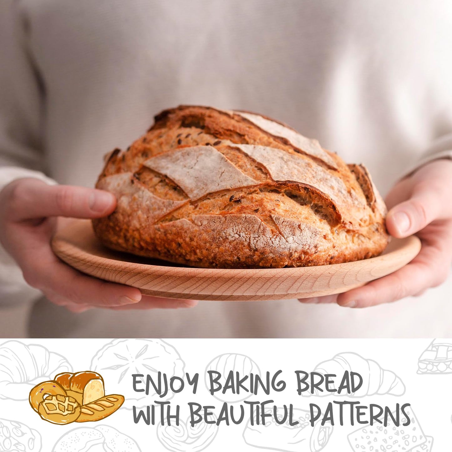 DOYOLLA Bread Proofing Baskets Set of 2 12 inch Round Dough Proofing Bowls w/Liners Perfect for Home Sourdough Bakers Baking