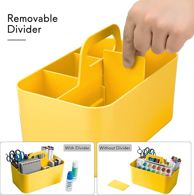 Tiawudi Multipurpose Caddy Organizer, Plastic Caddy with Handle, Stackable Desk Organizer for Stationery, Marker and Pencil, Office Supplies Organizer, Dorm Caddy