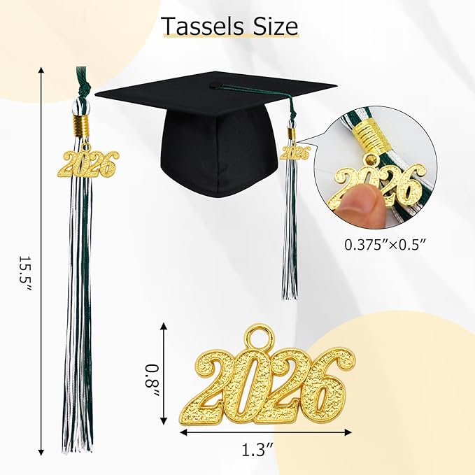 GraduationMall Single&Multiple Color Graduation Tassel with 2026 Year Charm 9"