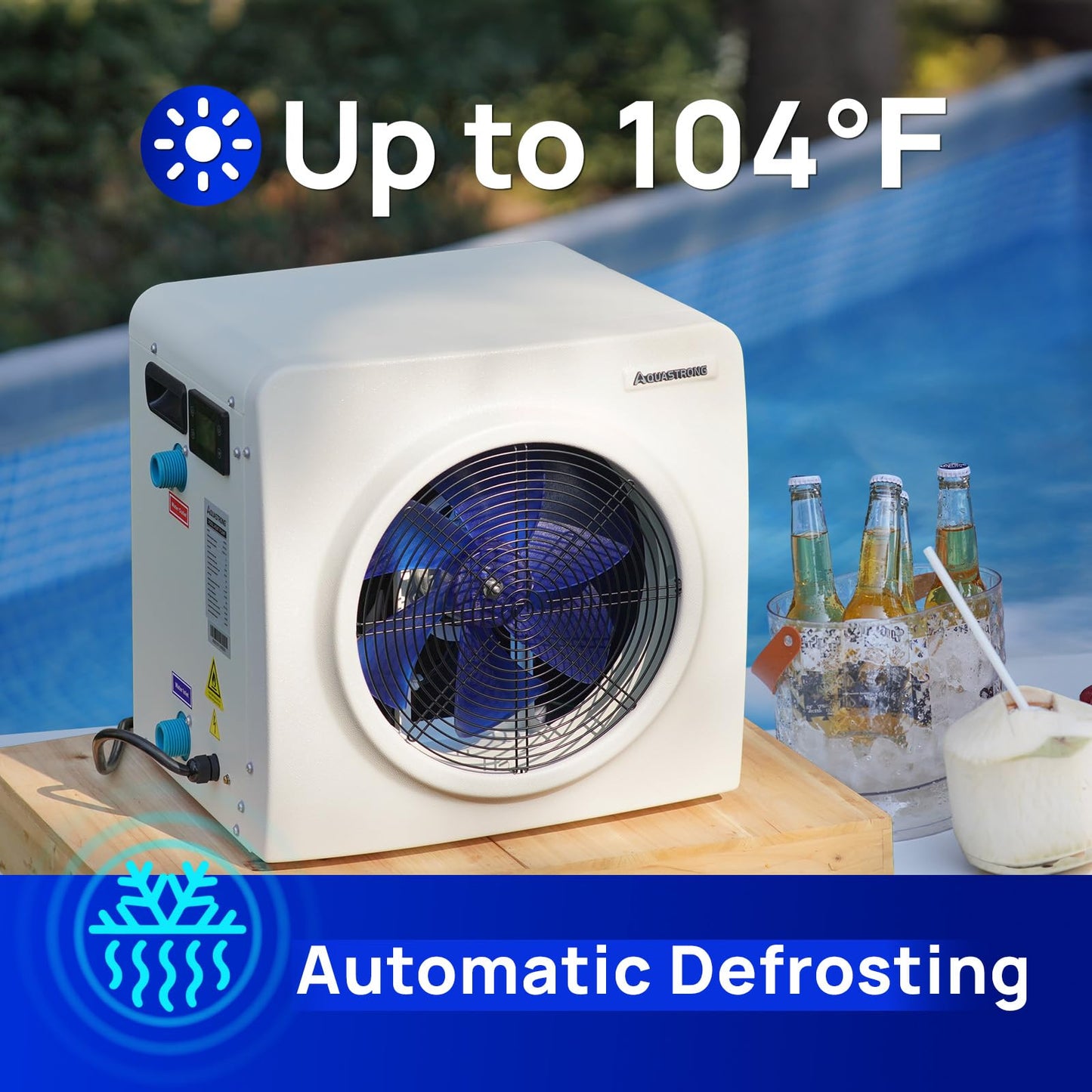 AQUASTRONG Swimming Pool Heat Pump,Electric Pool Heater for Above Ground and Inground Pool,Heating and Cooling Pool Heater Pools Up to, 5000 Gallons