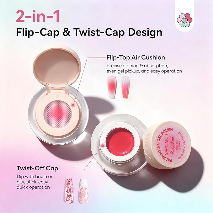 SAVILAND Cushion Patting Gel Polish Kit: 6 Colors Pat Gel UV LED Painting Gels with 100PCS Sponges for Nail Art Pigmented No Wipe Ombre Gels Polish Blooming Blush Aura Nails for DIY Home Salon