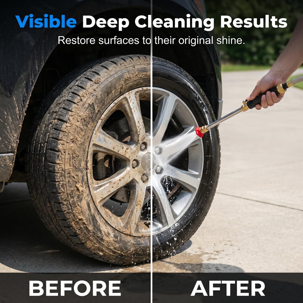 2026 Jet Nozzle Power Washer for Garden Hose, Pressure Washer Wand Attachment with High Pressure Hose Nozzle, Pressure Washers for Car Yard Patio Driveway Outdoor Cleaning (Black)