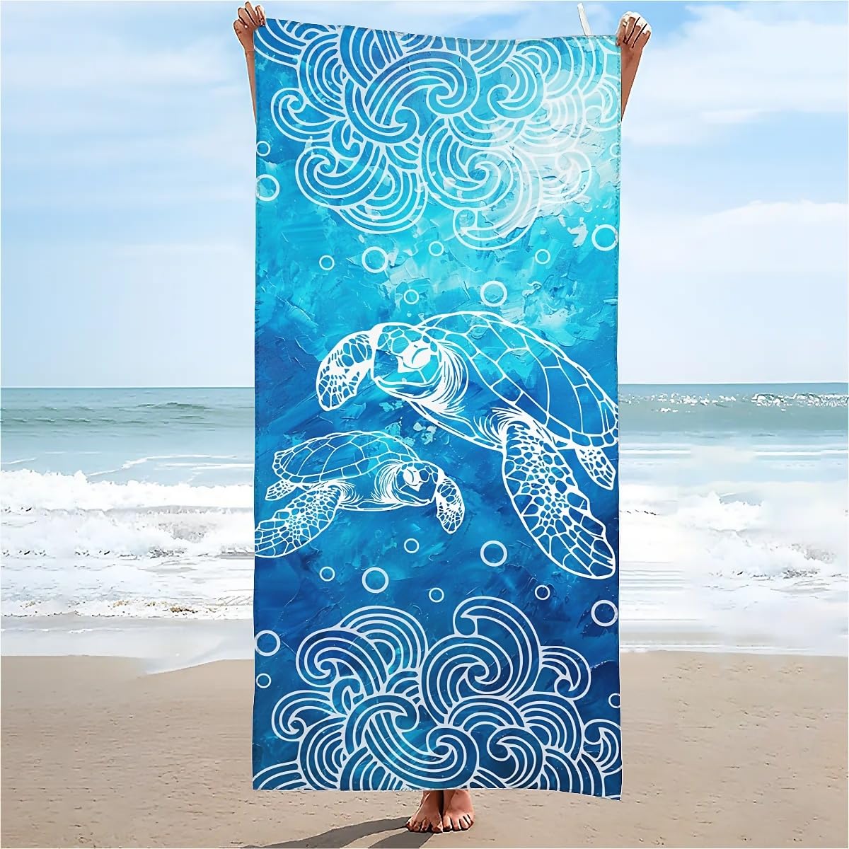 Amasnay Sea Turtle Microfiber Beach Towel Sand Free Towels Thin Quick Dry Super Absorbent Oversized Large Lightweight Towels for Travel Sports Pool Swimming Bath Camping Yoga Women Girls Adults