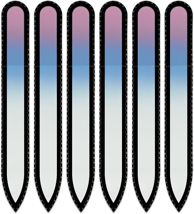 Mont Bleu Rainbow Crystal Nail File in Black Pouch - Czech Tempered Glass - Handmade in Bohemia (Czech Republic)